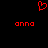 Red pixelated heart symbol above two identical red text strings on black background.