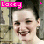six pixelated images showing a person with dark hair and red lipstick, each labeled 'Lacey' in pink text above