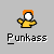 Six pixelated figures with white faces and yellow shirts, each under the text 'Punkass', differing only in hair color.