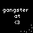 Pixelated white text and symbols on black background with animated dot patterns changing across frames.