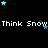 Pixelated text repeats 'Think Snow' across a black background with scattered cyan and dark blue stars, some stars animate to brighter cyan.