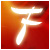 A static icon featuring a stylized white 'T' shape against a gradient background transitioning from orange to red.