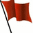 Red flag on black pole with pixelated text reading "FLAG OF INDEPENDENCE BABY!" and other phrases below.