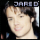 nine pixelated images showing a person with dark hair and light skin, each labeled 'JARED' in blocky text above the head