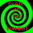 Four identical green and black spiral patterns with red text reading SKATE OR DIE ELEMENT arranged in a on a black background