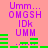 Pixelated text and green bars on pink background, with purple text reading 'Umm...', 'OMGSH', 'IDk', 'UMM' in two identical vertical sections.