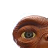 Pixelated close-up of a brown-skinned eye with visible eyelid and iris details alongside black pixel-art text reading "E.T. watches you when sleep" on white background.