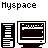 Static pixel art of computer and server icons with text labels beneath each, arranged in three on a white background