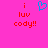 Pixelated pink background with red text 'i luv cody!!' and a blue heart symbol above the left instance of the text.