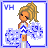 Animated contact sheet of a cheer doll icon with multiple frames showing text variations and static volleyball graphics, featuring pixelated art style and blue/white color scheme.