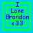Four identical pixelated icons arranged in a , each displaying blue text on green and cyan layers with heart symbols