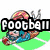 Pixelated sports-themed buddy with six distinct icons featuring football, dance, soccer, baseball, basketball, and sports text with heart symbols