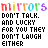 Animated contact sheet of 16 frames showing a repeating text pattern with color variations in the word 'MIRRORS' and changing colors for specific words across frames.