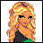 Pixel art buddy icon featuring a blonde cartoon woman on left and text 'THAT'S HOT' on pink background right, displayed as contact sheet frame 0 of 2.
