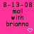 A pink background displays repeated text '8-13-08 mall with brianna' and pixelated heart or arrow symbols changing across frames.