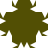 Solid dark green pixelated silhouette of a humanoid figure with four arms, two horn-like protrusions on the head, and a blocky lower body against a white background.