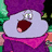 Pixelated cartoon character with purple hair and pink scarf appears in four identical , each overlaid with distinct text phrases