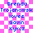Pixelated text on a pink and white checkered background with blue text reading Brenda Trojanowsk loves Gavin Kyrcz repeated twice.