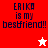 A four- displays 'ERIKA is my bestfriend!!' text with a white star in the top-right and red star in bottom-left, on alternating red and pink backgrounds