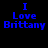 Blue pixelated text on black background reads "I Love Brittany" in two identical vertical arrangements.