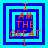 Four identical square arranged in a , each containing layered blue and cyan borders with orange text reading "I AM THE GREAT 1"