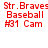 Red pixelated text reads "Str. Braves Baseball #31 Cam" in four identical positions on a white background