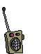 Six pixelated radio icons arranged in two , each with a gray antenna and pink buttons on top