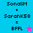 Four display 'SonaliM + SarahK58 = BFFL' text with a star icon; two show pink stars, two show cyan stars
