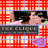 nine pixelated images with patterned backgrounds, each containing a small photo of people and a black text box with unreadable text