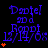 Blue text on black background with orange heart symbols, showing sequential animation of heart count increase from one to three per