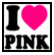 A static icon with a white background displaying 'I' in large black letters, a bright pink heart symbol, and 'PINK' below.