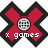 Pixelated red X-shaped icon with black outline and silver disco ball center, displaying 'x games' text on left and '2007' text on right.