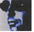 Animated sequence showing a stylized face with shifting color palettes and expressions, transitioning to a black background with white text reading "U2 POP" flanked by blue asterisks.