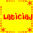 Yellow background with red pixelated text "LaticiaJ" repeated four times in a , framed by red dotted lines and asterisks at corners and midpoints