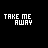 A black background displays white pixelated text 'TAKE ME AWAY' in a of 25 distinct arrangements, each showing slight variations in letter spacing and character positioning