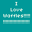 Four variations of a teal background with white pixelated text "I Love Waffles!!!!!" and dotted lines, each with a yellow highlight on different text segments.