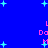 Blue background with scattered cyan plus signs and pink text reading 'Do' and 'M' in pixelated font.