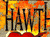 Animated text 'HAWTHORNE HEIGHTS' appears with fiery orange and yellow flames against a textured gray background, transitioning from partial to full visibility.