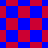 Red and blue diamond-shaped form a shifting pattern with alternating solid color sections