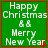 Green square icon with white text reading "Happy Christmas 88 Merry New Year" and red border, showing pixelated artifacts on the right edge of "New Year".