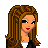 Pixel art contact sheet showing multiple views of a female character with brown braided hair, black crop top, and layered skirt across 7 sampled frames.
