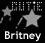 Black background with pixelated text 'BRITNEY' above a large star and smaller star, right side shows blurred face with long hair.