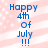Blue text reading "Happy 4th of July !!!" on a pink and white striped background with scattered white dots.