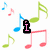Pixelated icon with musical notes, pink 'i' letter, pink iPod device, and 'ipods' text on floral background.