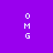 Purple background with white 'OMG' text and green rectangular bars in four distinct configurations.