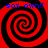 Four identical red and black spiral patterns arranged in a with blue text reading "sox own!" at each corner on a solid red background