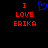 Pixelated red text "I LOVE ERIKA" on black background with blue heart symbol above "I" on left side.
