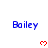 Blue text 'Bailey' appears above red pixelated hearts on a white background, with a gray rectangle partially obscuring the bottom-right corner.
