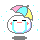 A 4-frame pixel art animation of a crying cartoon character with pastel hair, displayed in a contact sheet format on a gray background.