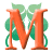 Animated contact sheet of an orange letter M icon with green leafy background and yellow flower accents across eight frames.